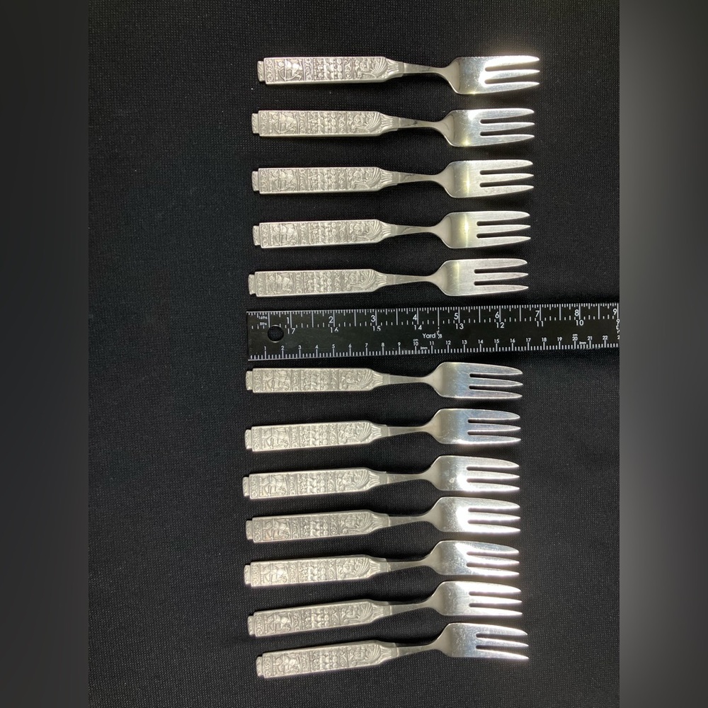 Vintage Konge Tinn Royal Pewter Norwegian Fork Set 12